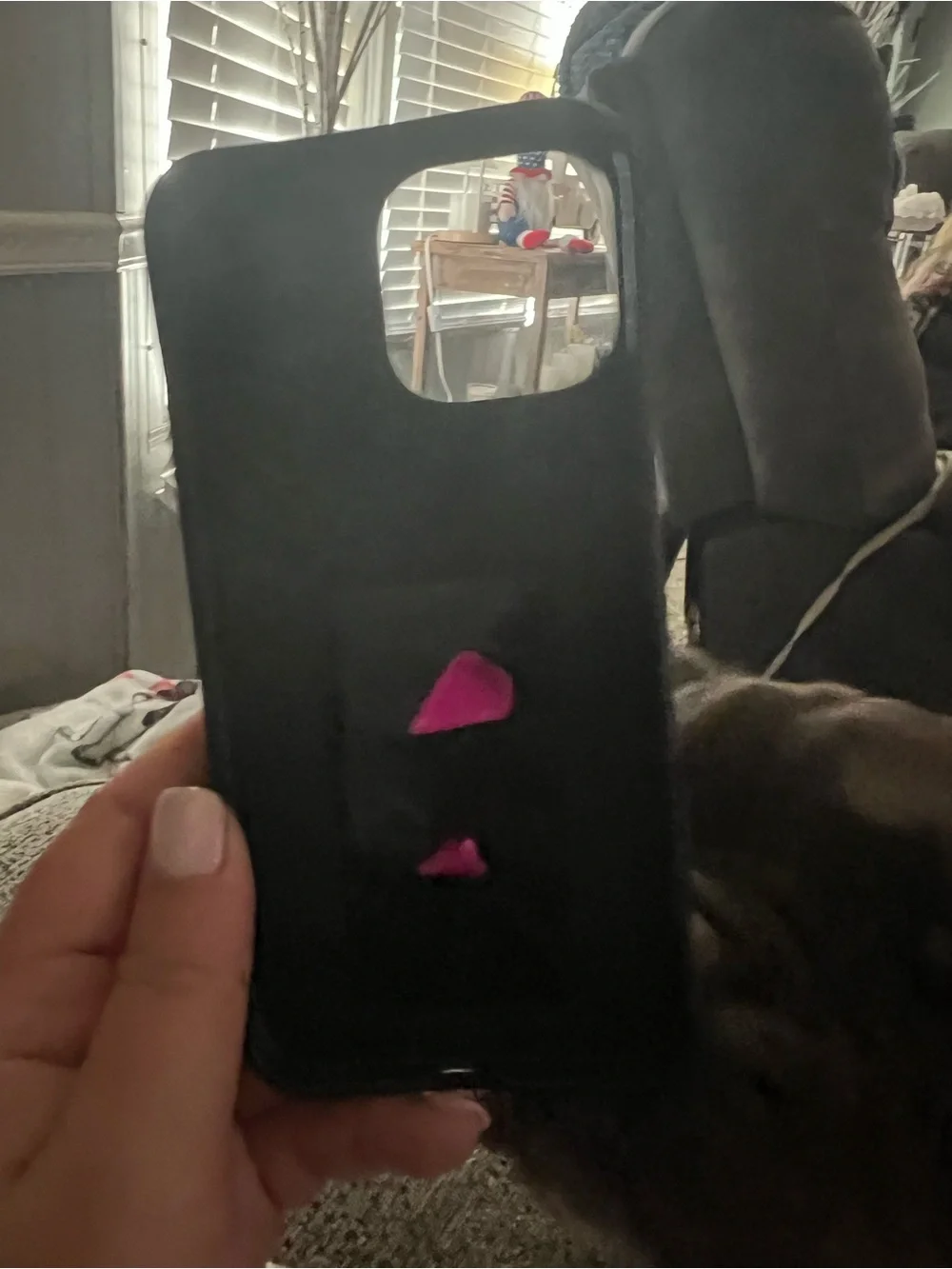 Loopy Case Black & White Cow Print Phone Case with Pink Loopy Grip